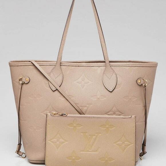 Louis Vuitton Tourterelle Monogram Giant Empreinte Leather Neverfull MM NM Bag - Picture 1 of 8